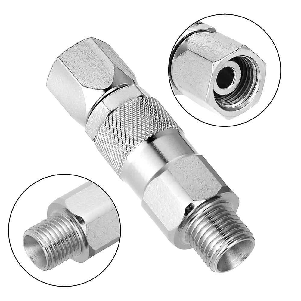 Metal fitting with detailed close-ups on a white background