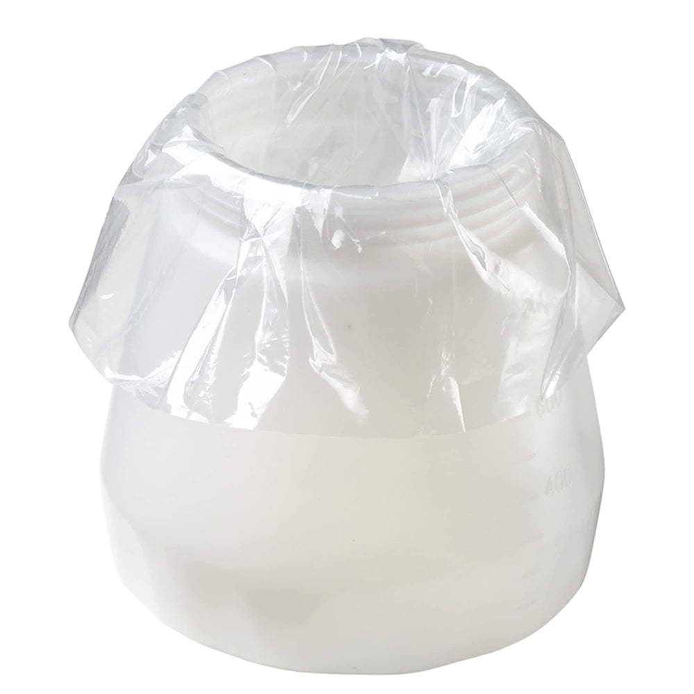 Clear plastic bag with a white object inside