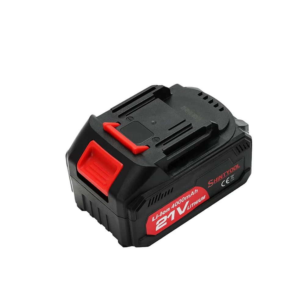 Black and red battery pack for paint sprayer