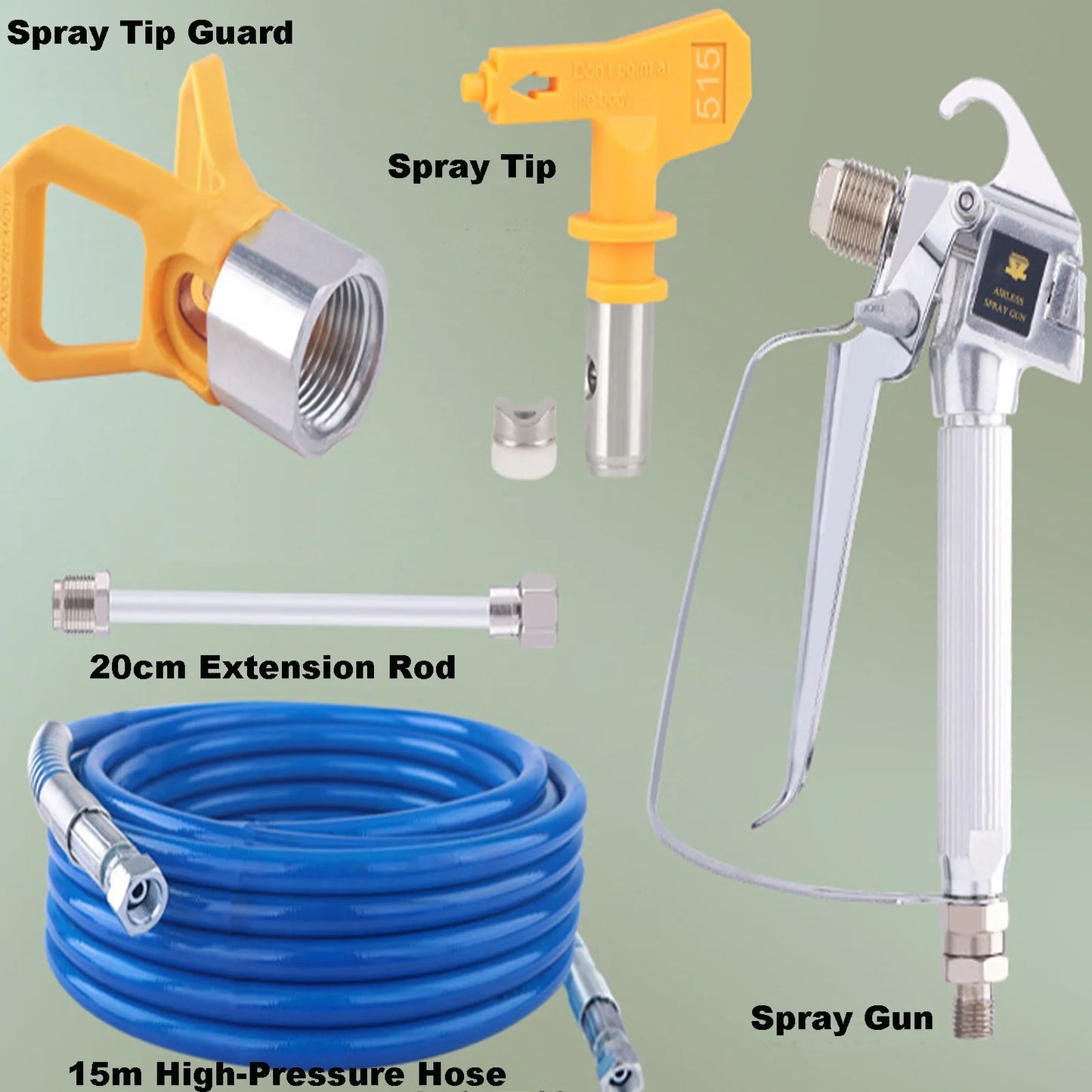 Spray gun set with components