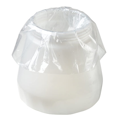 Clear plastic bag with a white object inside 